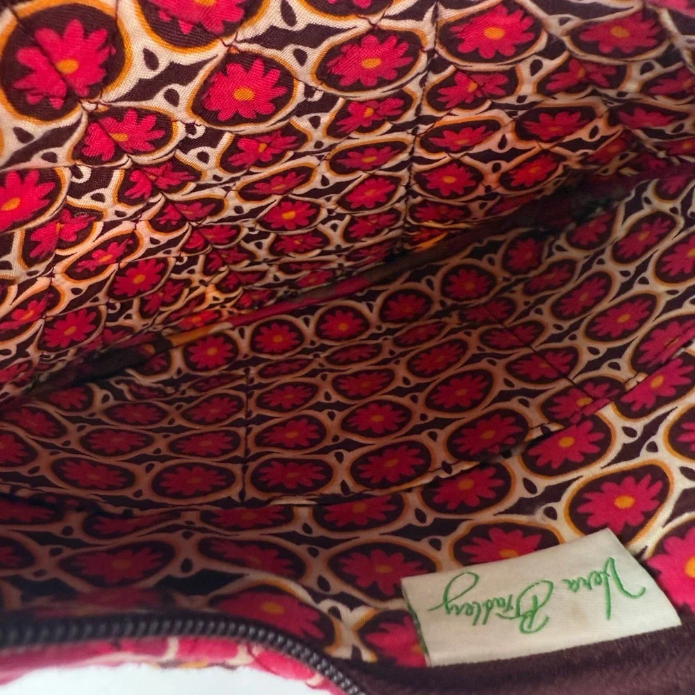 Vera Bradley Olivia Carnaby Shoulder Bag Quilted Floral Pink Brown Retired Hobo